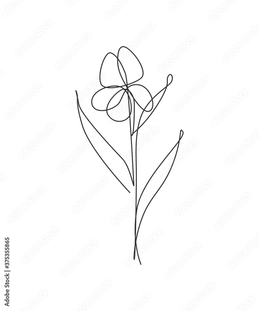 Single continuous line drawing minimalist beauty jasmine flower. Floral concept for posters, wall art, tote bag, mobile case, t-shirt print. Trendy one line draw design vector graphic illustration Single continuous line drawing minimalist beauty jasmine flower. Floral concept for posters, wall art, tote bag, mobile case, t-shirt print. Trendy one line draw design vector graphic illustration