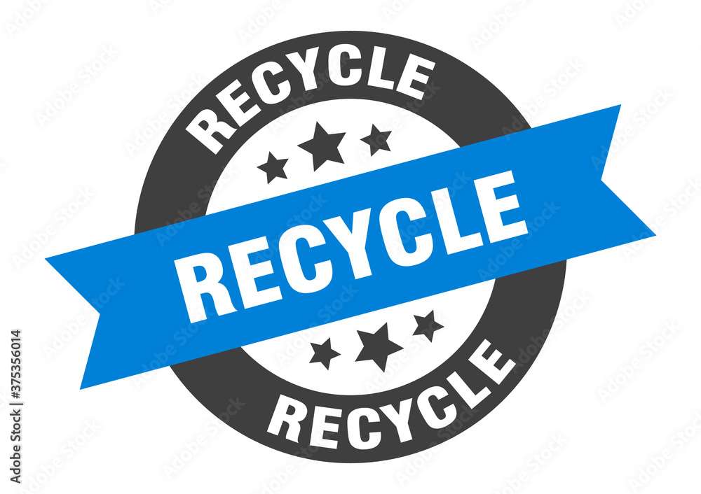 Fototapeta premium recycle sign. round ribbon sticker. isolated tag
