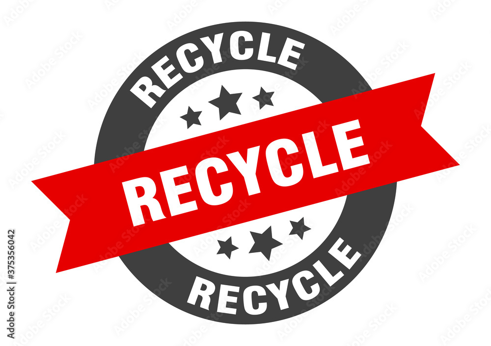 Fototapeta premium recycle sign. round ribbon sticker. isolated tag