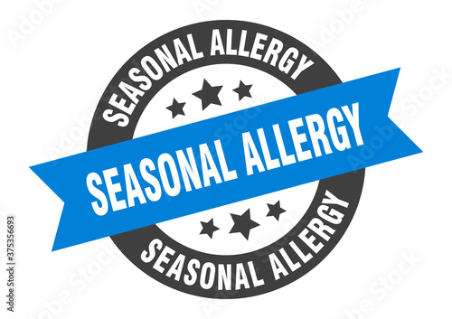 seasonal allergy sign. round ribbon sticker. isolated tag
