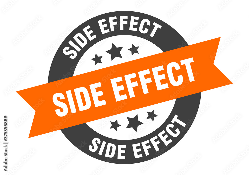 Fototapeta premium side effect sign. round ribbon sticker. isolated tag