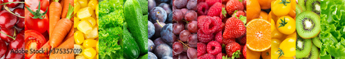Background of fruits, vegetables and berries. Fresh food. Healthy food