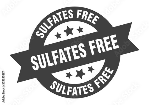 sulfates free sign. round ribbon sticker. isolated tag