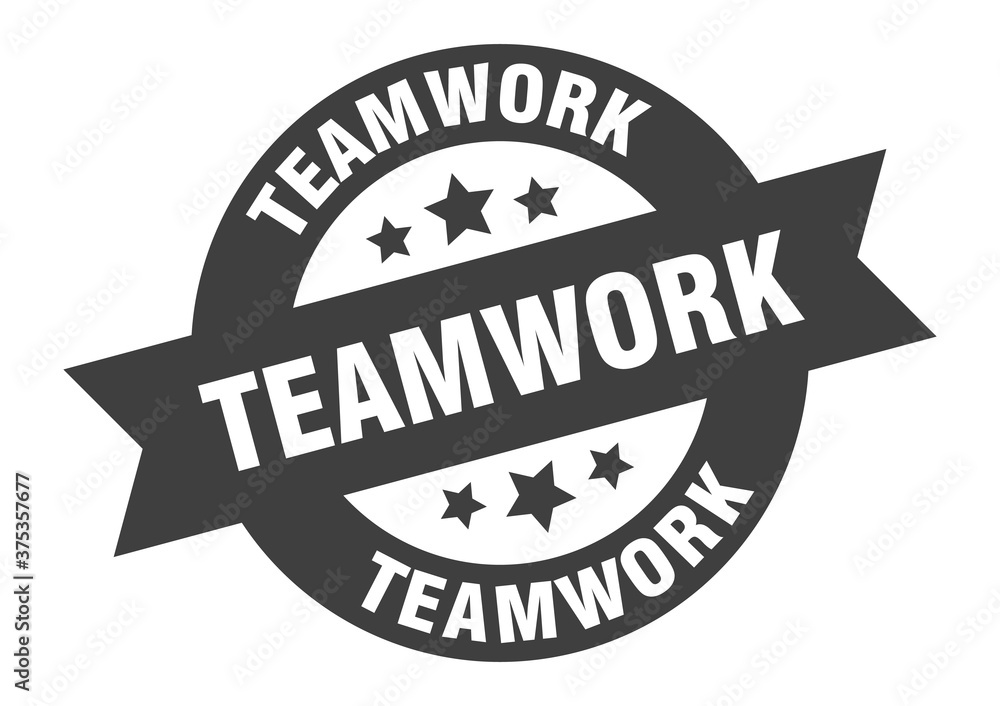 Fototapeta premium teamwork sign. round ribbon sticker. isolated tag