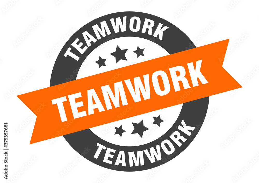 Fototapeta premium teamwork sign. round ribbon sticker. isolated tag