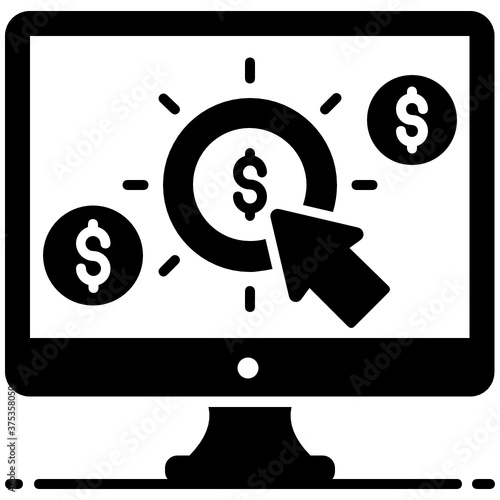 
Arrow touch on dollar currency symbolising pay per click concept 
