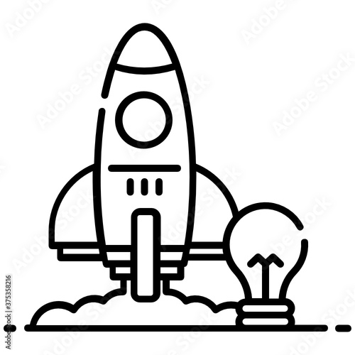  Missile with light bulb, idea start up icon 