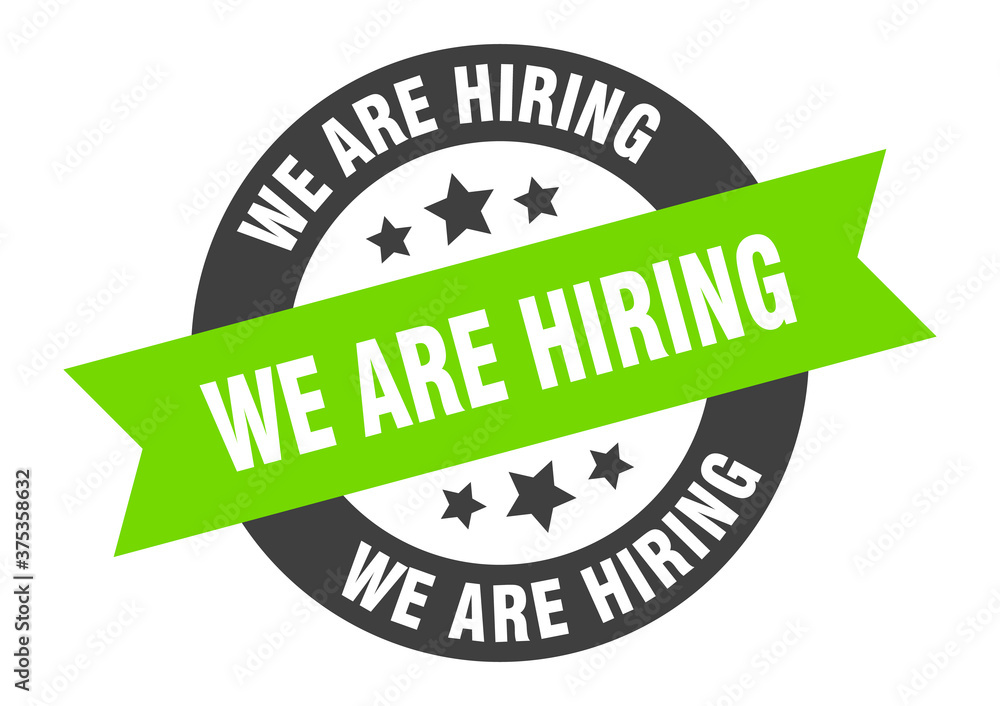 Obraz premium we are hiring sign. round ribbon sticker. isolated tag