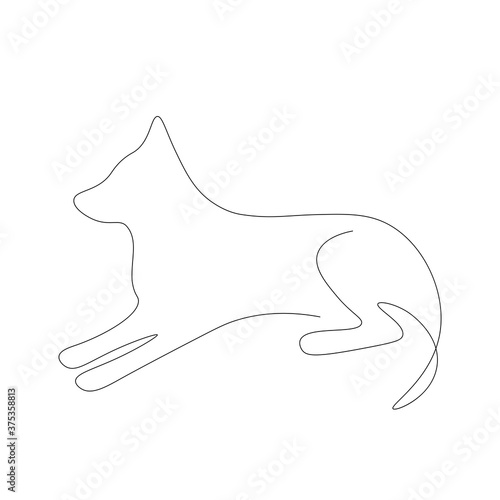 Fototapeta Naklejka Na Ścianę i Meble -  Dog one line drawing on white background, vector illustration
