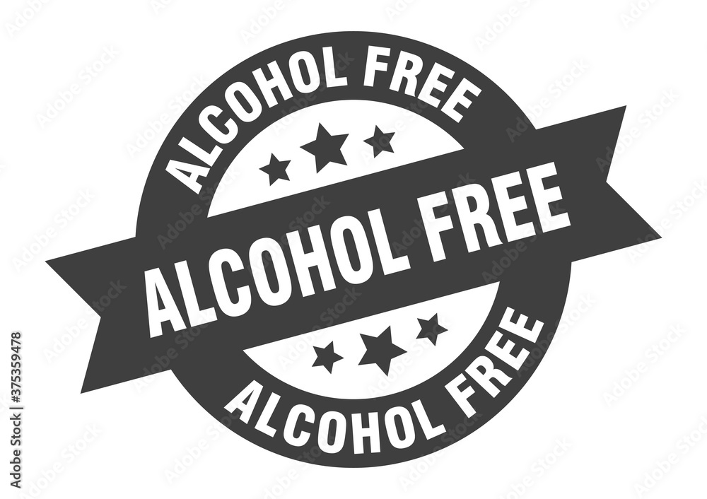 Fototapeta premium alcohol free sign. round ribbon sticker. isolated tag