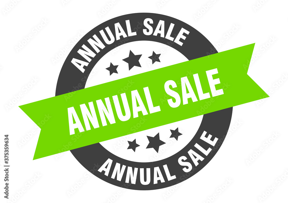 Obraz premium annual sale sign. round ribbon sticker. isolated tag