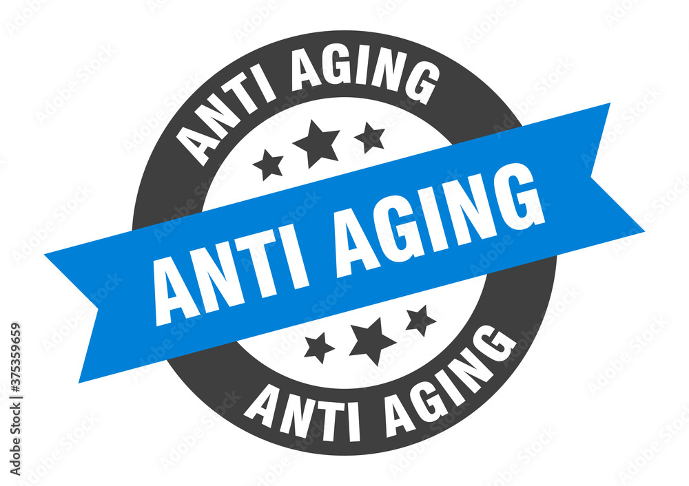 Fototapeta premium anti aging sign. round ribbon sticker. isolated tag