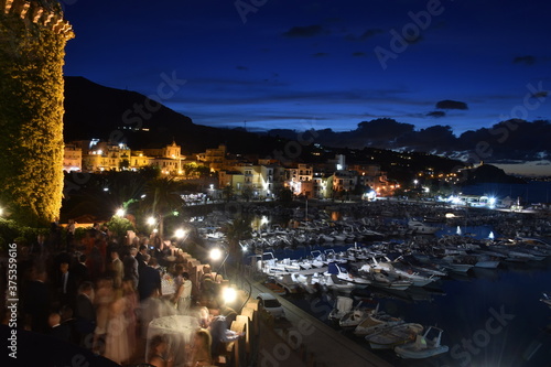 Obraz na płótnie Veduta notturna sul porto di S. Flavia, Sicilia Palermo. w salonie