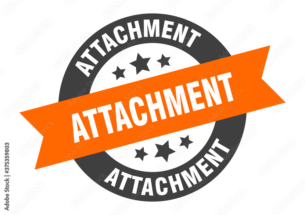 Obraz premium attachment sign. round ribbon sticker. isolated tag