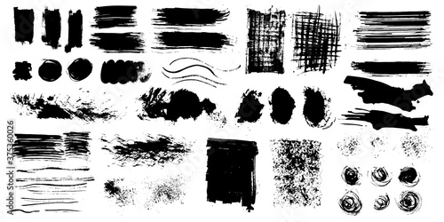 Hand draw sketch paint brush set. Artistic sketch grunge painted brush isolated vector illustration
