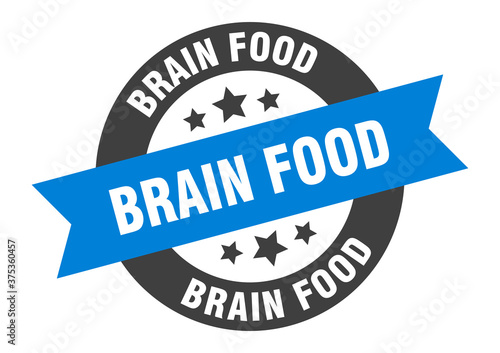 brain food sign. round ribbon sticker. isolated tag