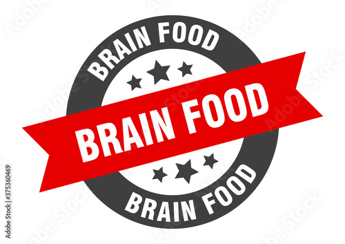 brain food sign. round ribbon sticker. isolated tag