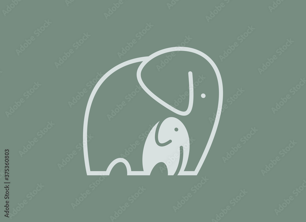 Elephant and calf logo, emblem or symbol Elephant and calf logo, emblem or symbol