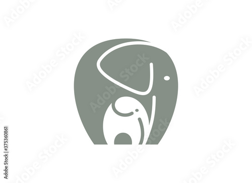 elephant logo with baby in negative space