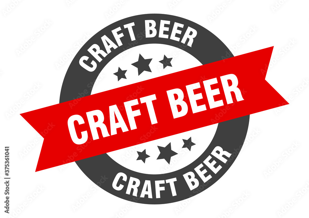 Fototapeta premium craft beer sign. round ribbon sticker. isolated tag