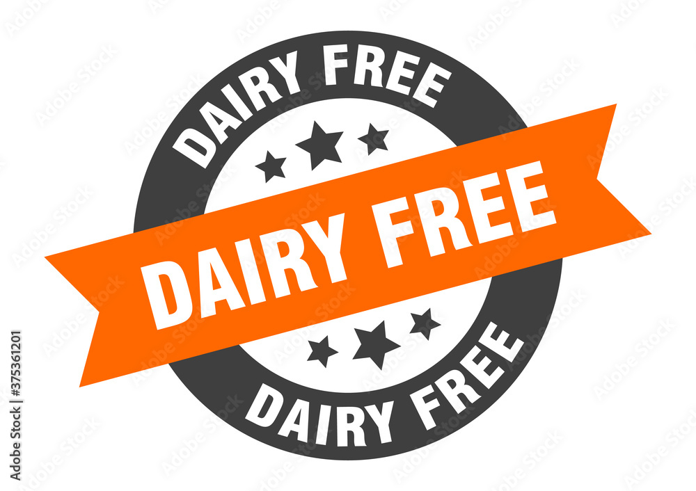 Fototapeta premium dairy free sign. round ribbon sticker. isolated tag