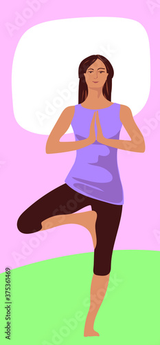 Young girl in yoga pose in the meadow