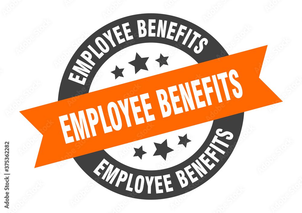 Fototapeta premium employee benefits sign. round ribbon sticker. isolated tag