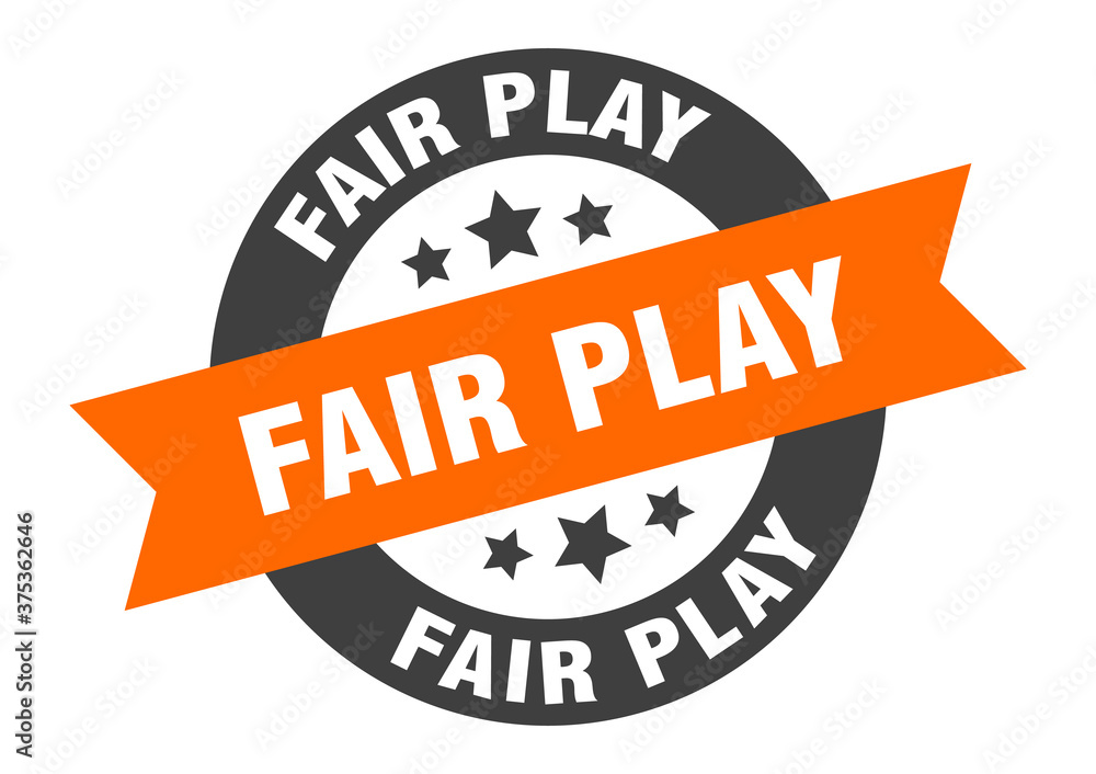 Fototapeta premium fair play sign. round ribbon sticker. isolated tag