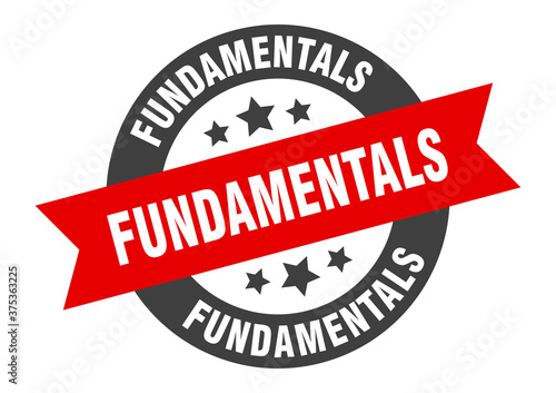 fundamentals sign. round ribbon sticker. isolated tag
