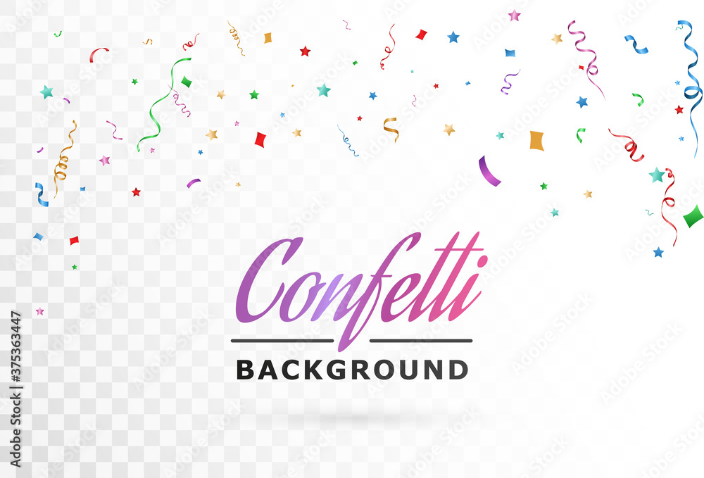 Vector illustration of falling confetti on a transparent background.
Vector illustration of falling confetti on a transparent background.