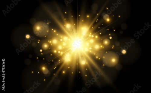 Bright beautiful star.Vector illustration of a light effect on a transparent background.	
