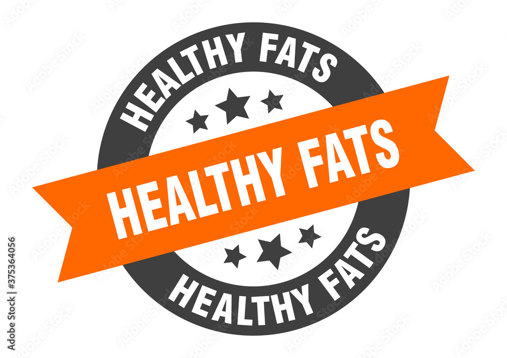 Fototapeta premium healthy fats sign. round ribbon sticker. isolated tag