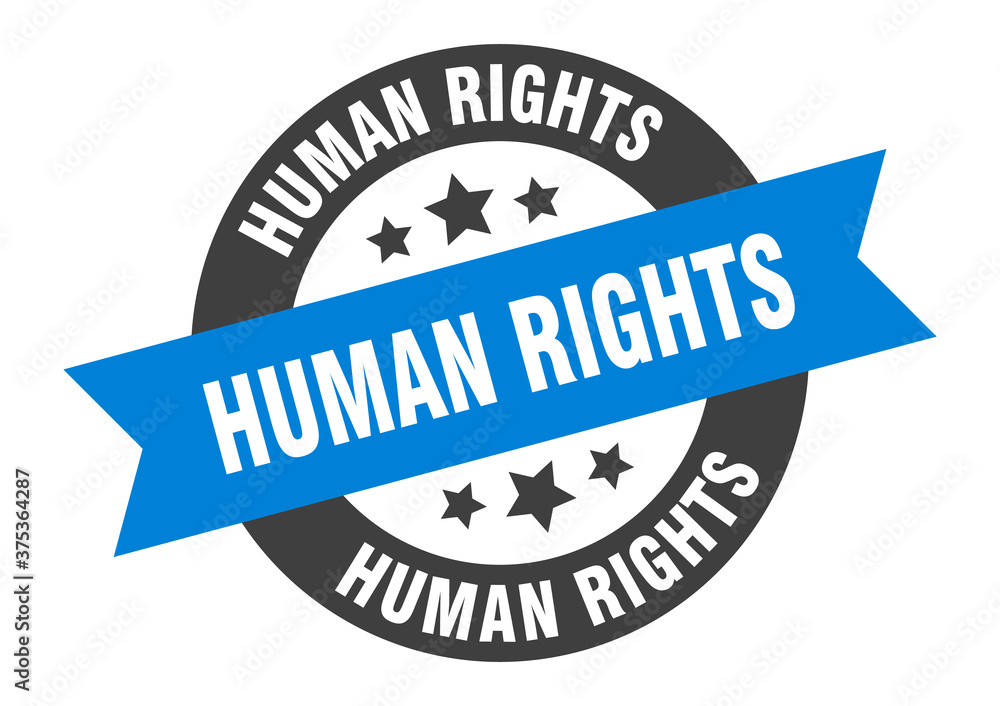 Obraz premium human rights sign. round ribbon sticker. isolated tag