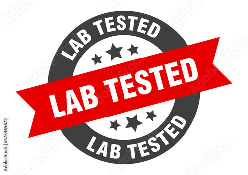 lab tested sign. round ribbon sticker. isolated tag