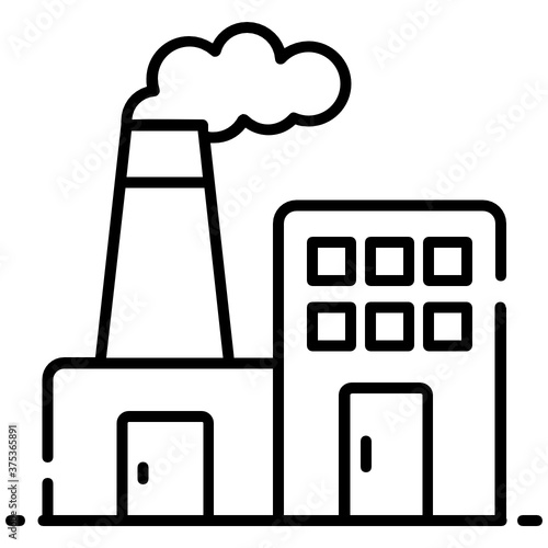 
Building with chimney depicting powerhouse icon in style
