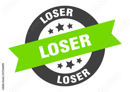 loser sign. round ribbon sticker. isolated tag