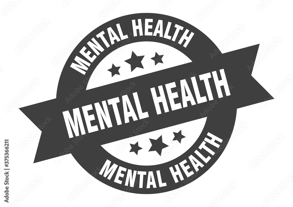 Fototapeta premium mental health sign. round ribbon sticker. isolated tag