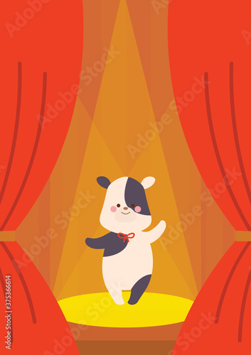 舞台に立つ牛のイラスト