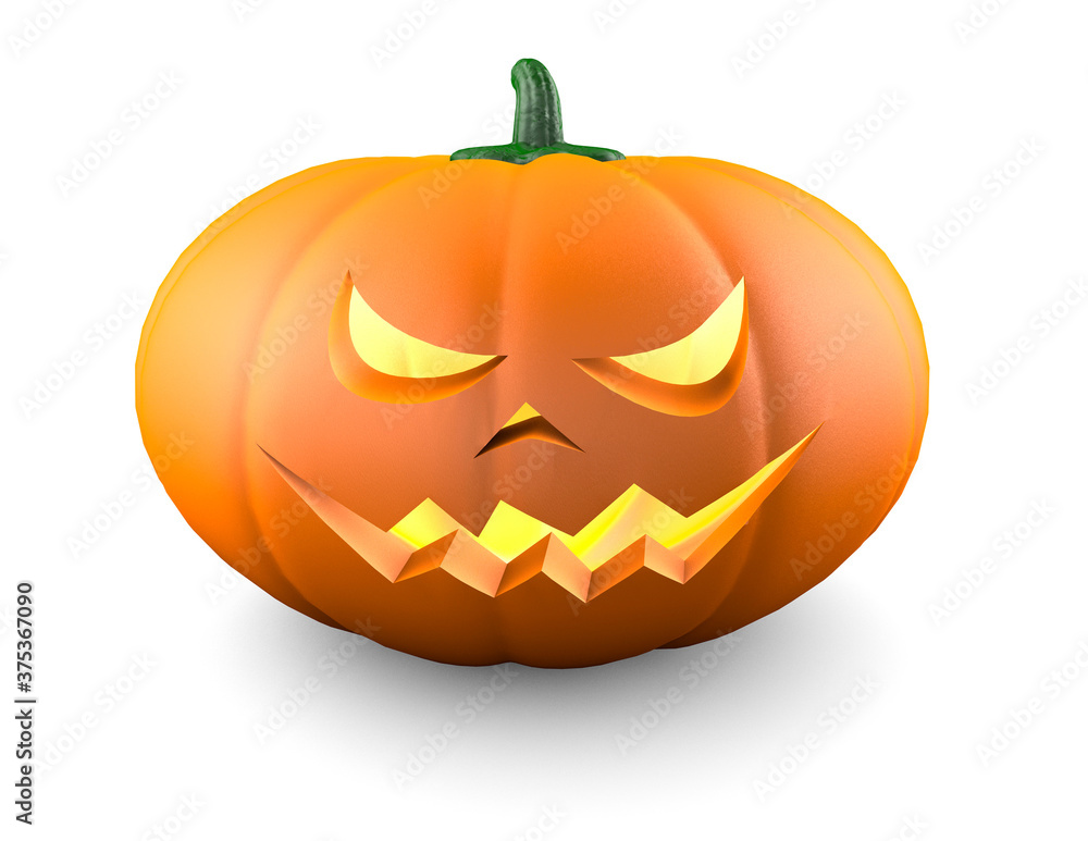 Naklejka premium Halloween pumpkin. Angry face. Isolated on white background. 3d render