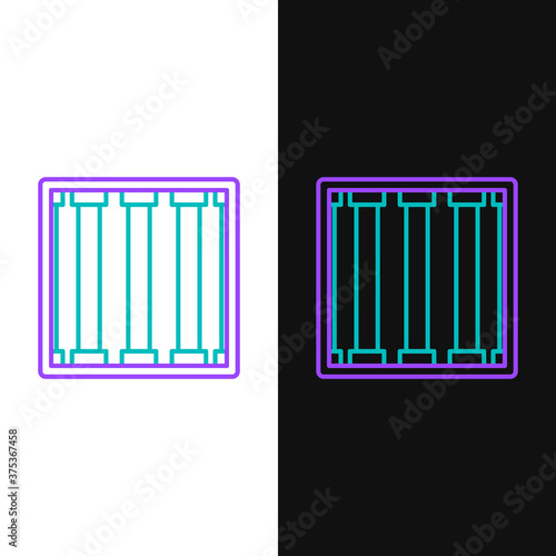 Line Prison window icon isolated on white and black background. Colorful outline concept. Vector.