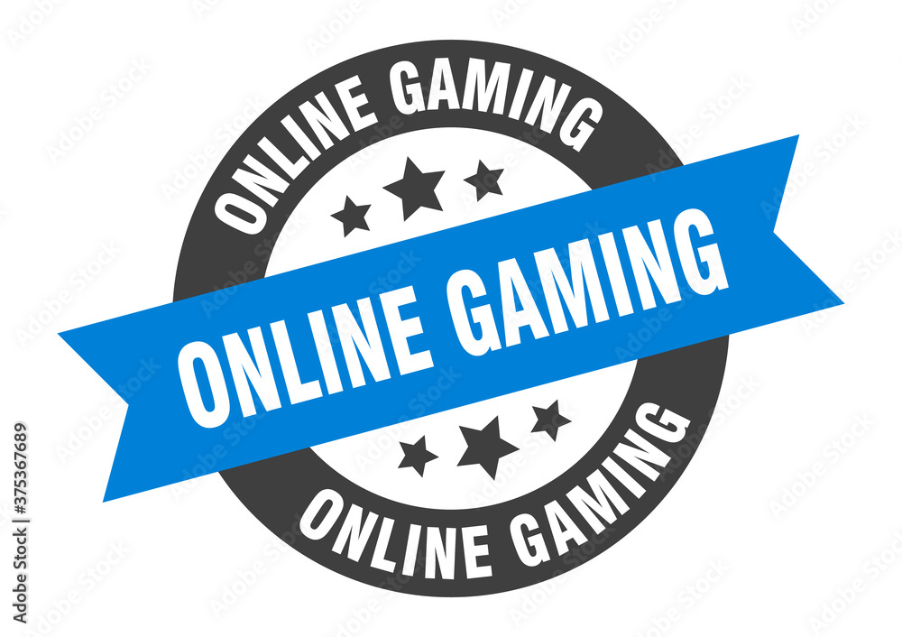 Fototapeta premium online gaming sign. round ribbon sticker. isolated tag