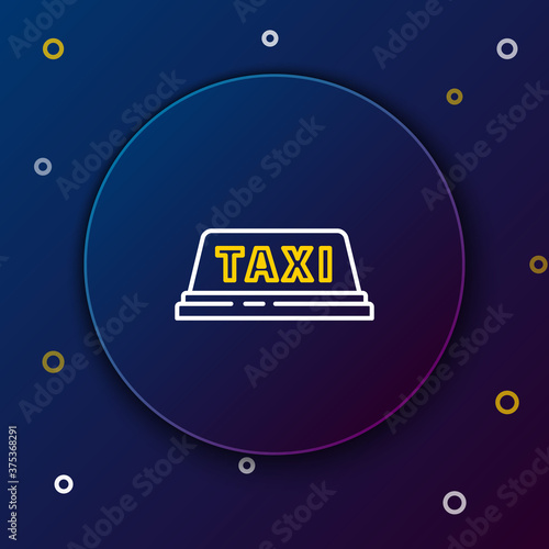 Line Taxi car roof icon isolated on blue background. Colorful outline concept. Vector.