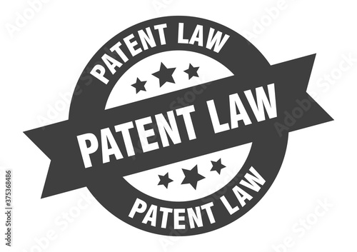 patent law sign. round ribbon sticker. isolated tag