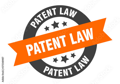 patent law sign. round ribbon sticker. isolated tag