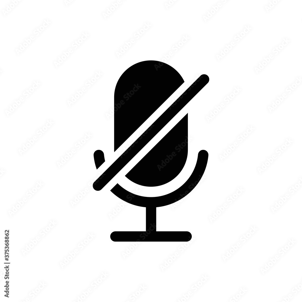 Microphone Audio Muted illustration. Mute Microphone icon. Retro