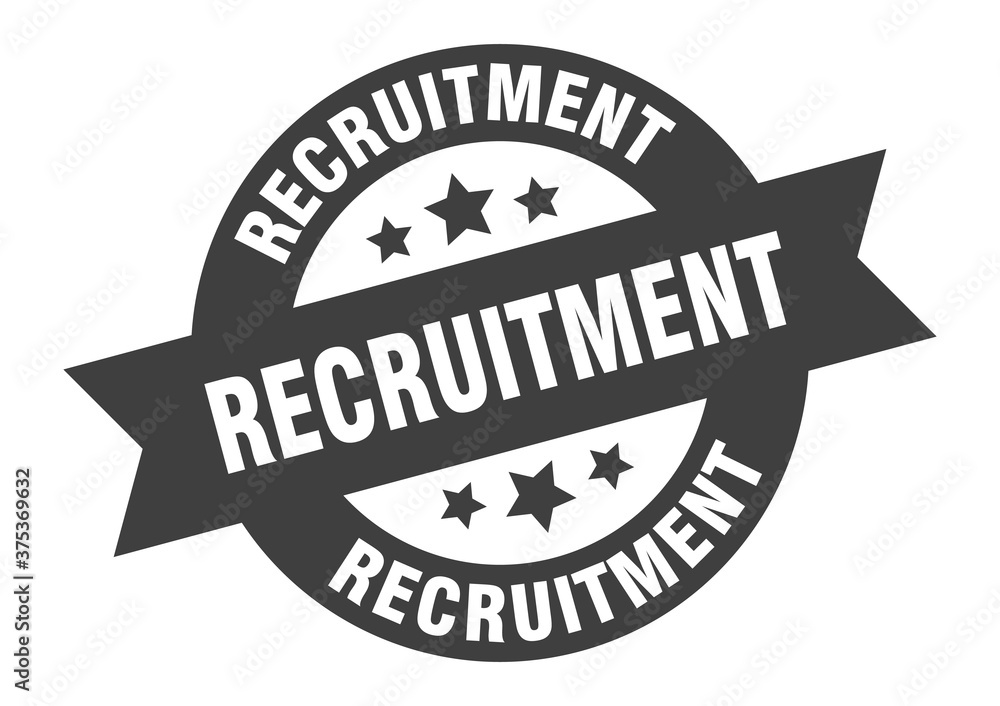 Fototapeta premium recruitment sign. round ribbon sticker. isolated tag