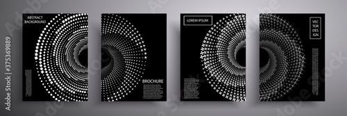 Abstract vector illustration. Set of minimal dark covers. Future geometric design. A trendy background that is applicable for cover designs, invitations, presentations, and more.