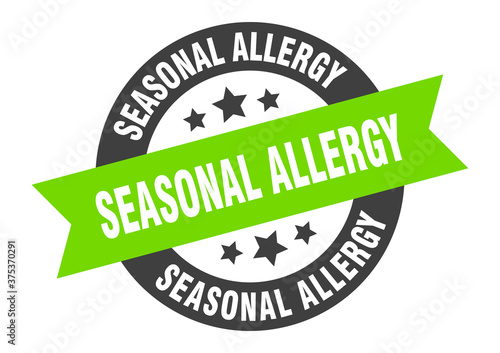 seasonal allergy sign. round ribbon sticker. isolated tag