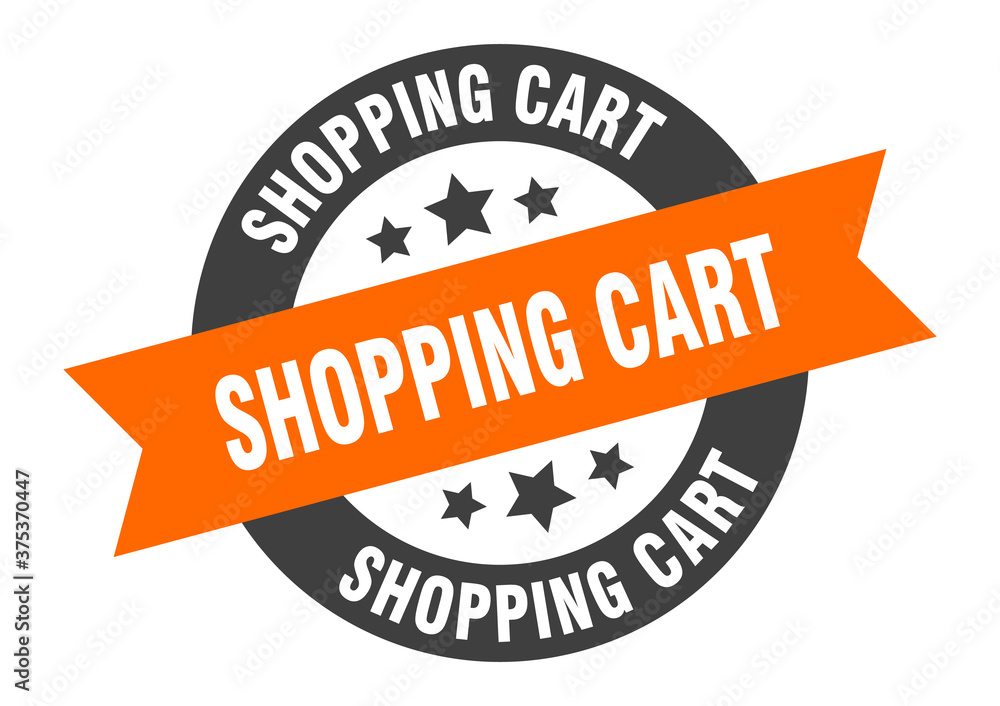 Fototapeta premium shopping cart sign. round ribbon sticker. isolated tag