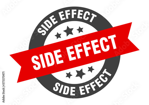 side effect sign. round ribbon sticker. isolated tag